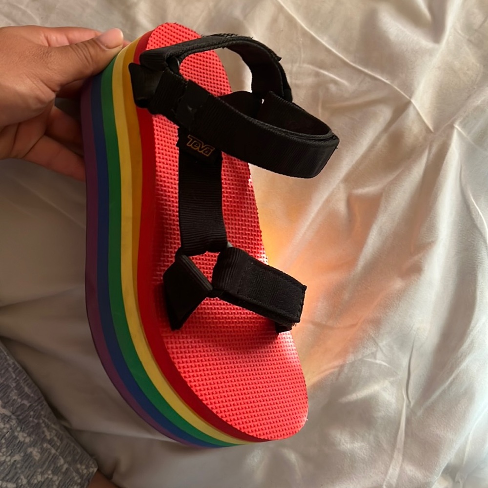 Teva rainbow pride shoes